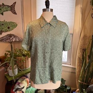 Vintage silk floral and polka dot blouse